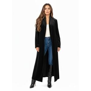 Vintage JS Signature Black Velvet Open-Front Duster Jacket